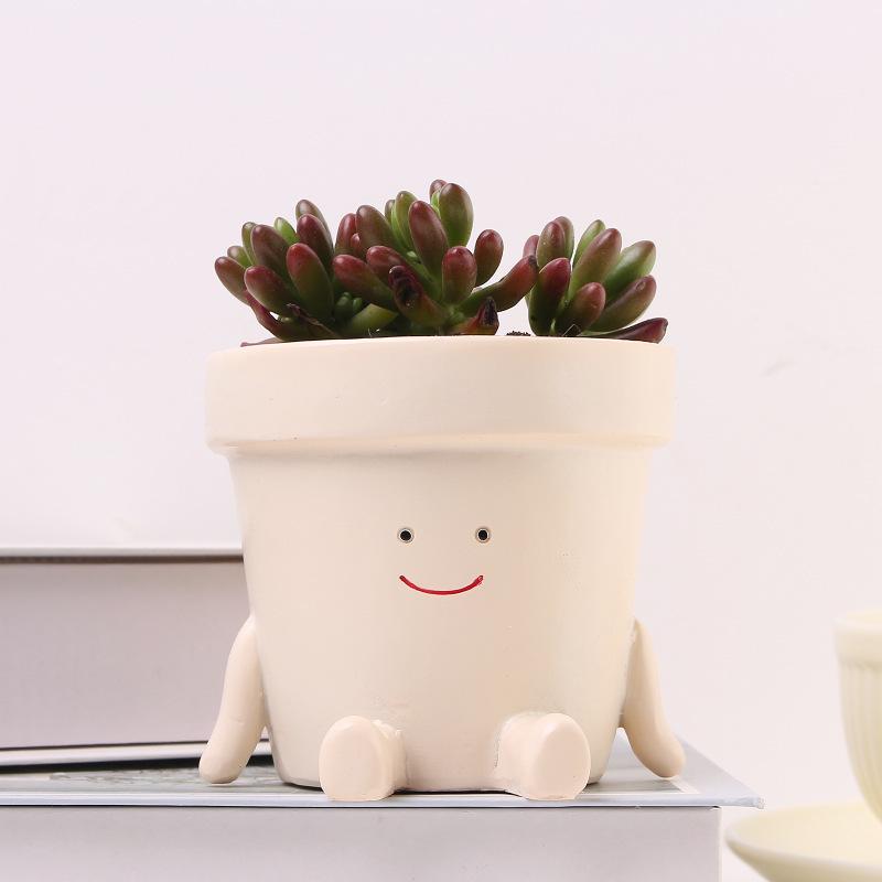 Resin Modern Minimalist Cartoon Pattern Cross-border New-style Cute Succulent Swing Flower Pot Craft Creative Home Decor Planter