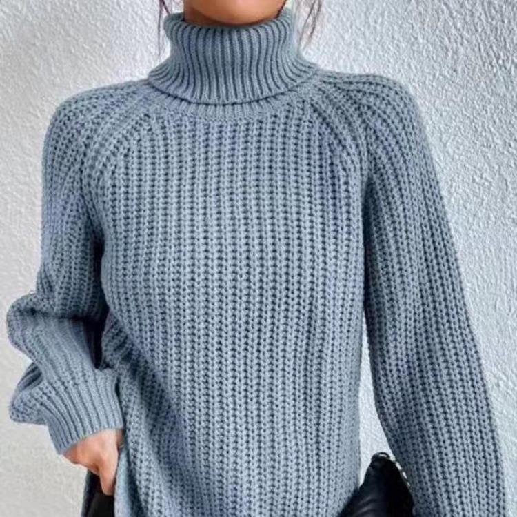 Women's Knitted Shirt High Collar Long Sleeve Soft and Comfortable Medium Long Shoulder Insert Stylish Wear Autumn Winter New
