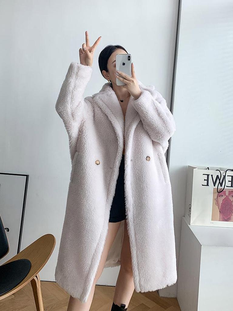 Haining Shearling Fleece Teddy Bear Lambskin Coat