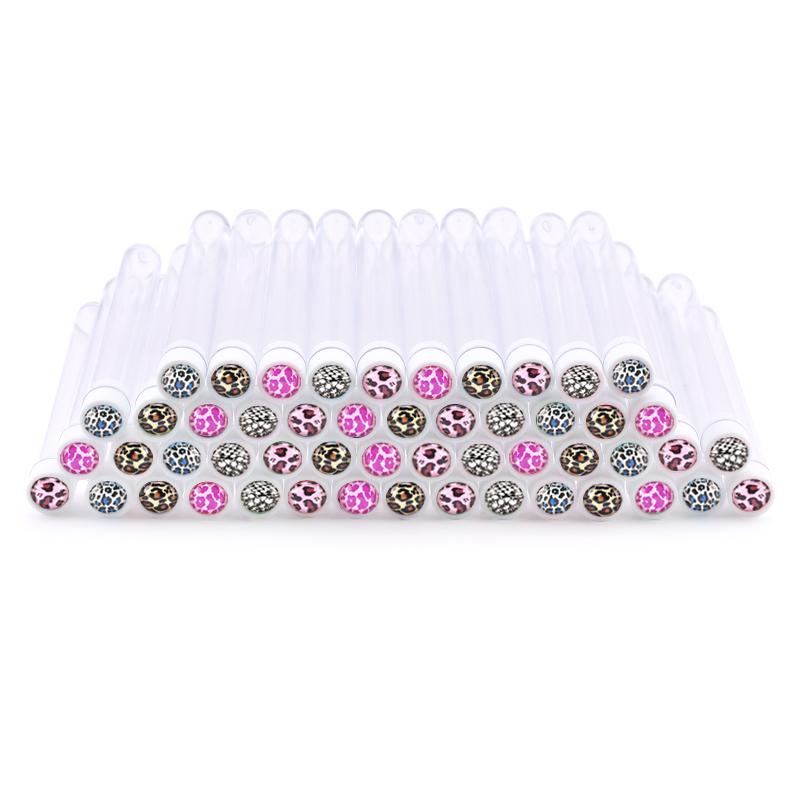 NEW Leopard Style Reusable Eyebrow Brush Tube Eyelash Extension Applicator Disposable Mascara Wand Diamond Eyelash Brush Tube