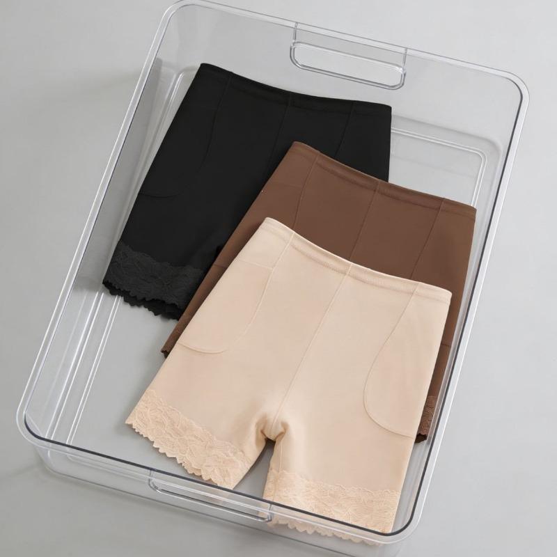 Plus Size Ladies Spring and Summer Lace Single Side Pocket High Waist Safety Leg Underwear