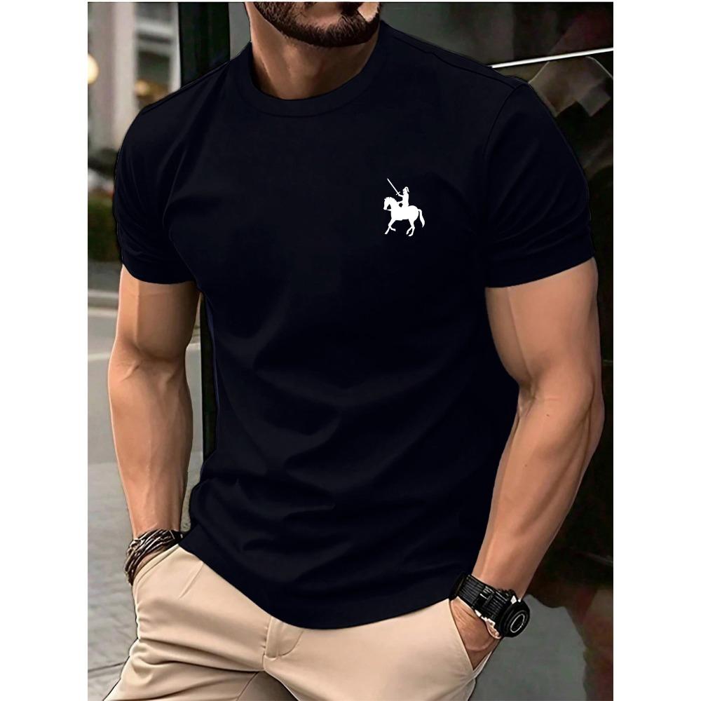 

Мужская летняя модная повседневная свободная спортивная футболка с принтом рыцарского узора, круглым вырезом и короткими рукавами 5XL