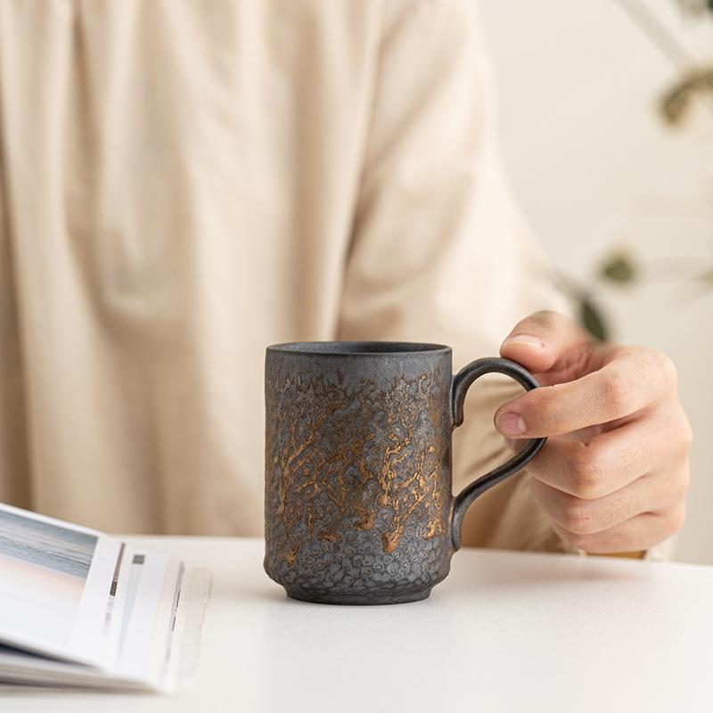 Retro Coarse Pottery Coffee Cup Japanese Ceramic Water Cup Hanging Ear Cup Simple Household Coffee Cup Creative Mug