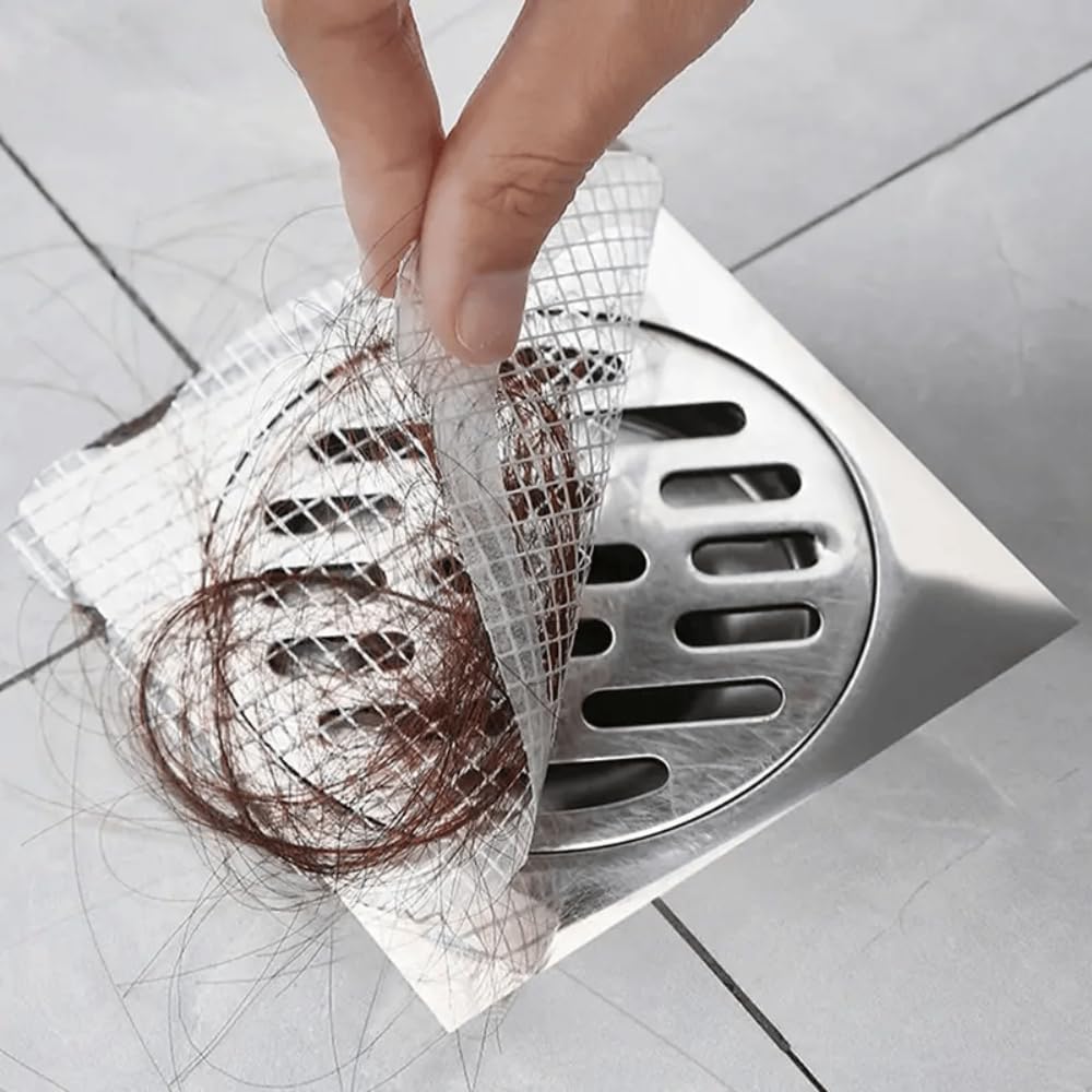 50Pcs 11cm Disposable Shower Drain Hair Catcher Mesh Sticker Strainer for Shower