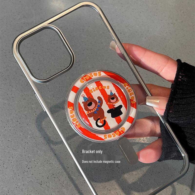 Korean-Style Cartoon Magsafe Magnetic Phone Holder with Retractable Airbag for Selfies