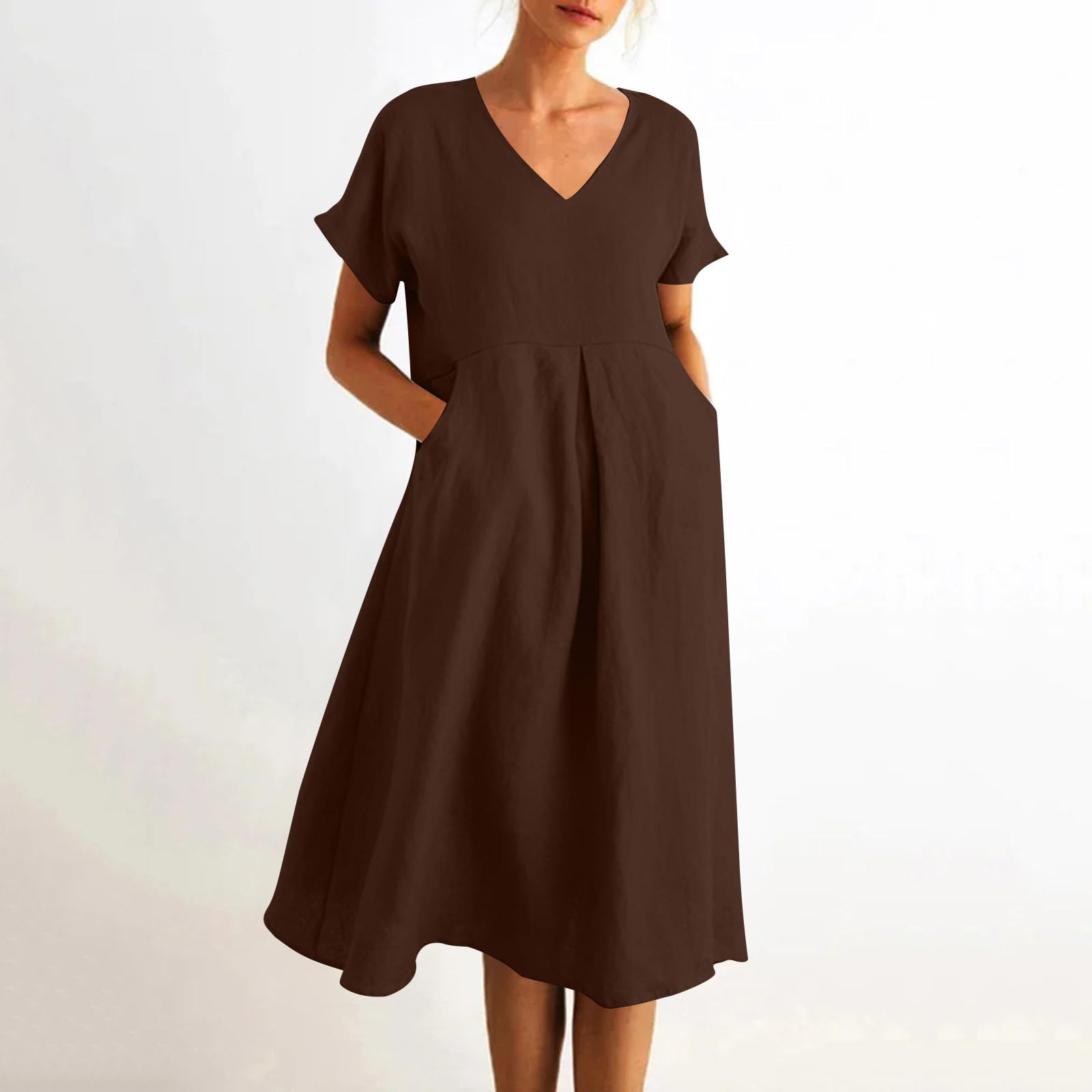 

Ladies Casual And Fashionable Color Slim Fit Fashionable Long Dress XL кавовий