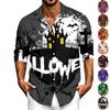 Herren Freizeit Langarmshirt mit Halloween-Print für Frühling, Sommer und Herbst