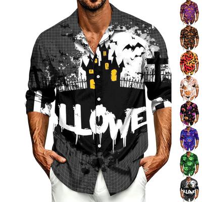Herren Freizeit Langarmshirt mit Halloween-Print für Frühling, Sommer und Herbst