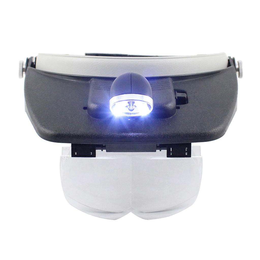 Magnifying Glass, Head Magnifier with Light 1.2X/1.8X/2.5X/3.5X 4 Detachable Lenses Illuminated Headband Magnifying