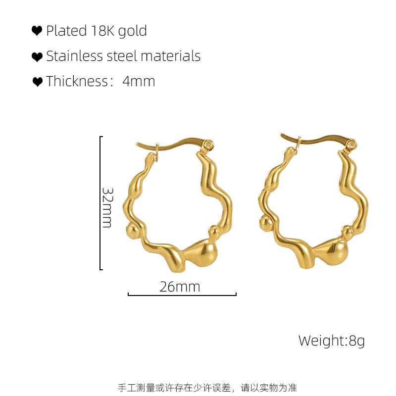 

New Irregular Asymmetrical Titanium Steel Ears 18K Gold French Retro American Temperament Gentle Earrings Wind Woman 18K золотой