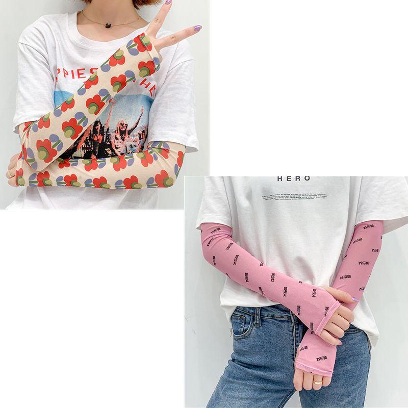 

Sun Protection Hand Sleeve Arm Guard Ice Silk Oversleeve Ice Arm Sleeve Gloves Women s Net Red Ins All-Match Thin Fashion Elegant Style Summer Hyun Ya Feng + Beautiful Girl Powder One size