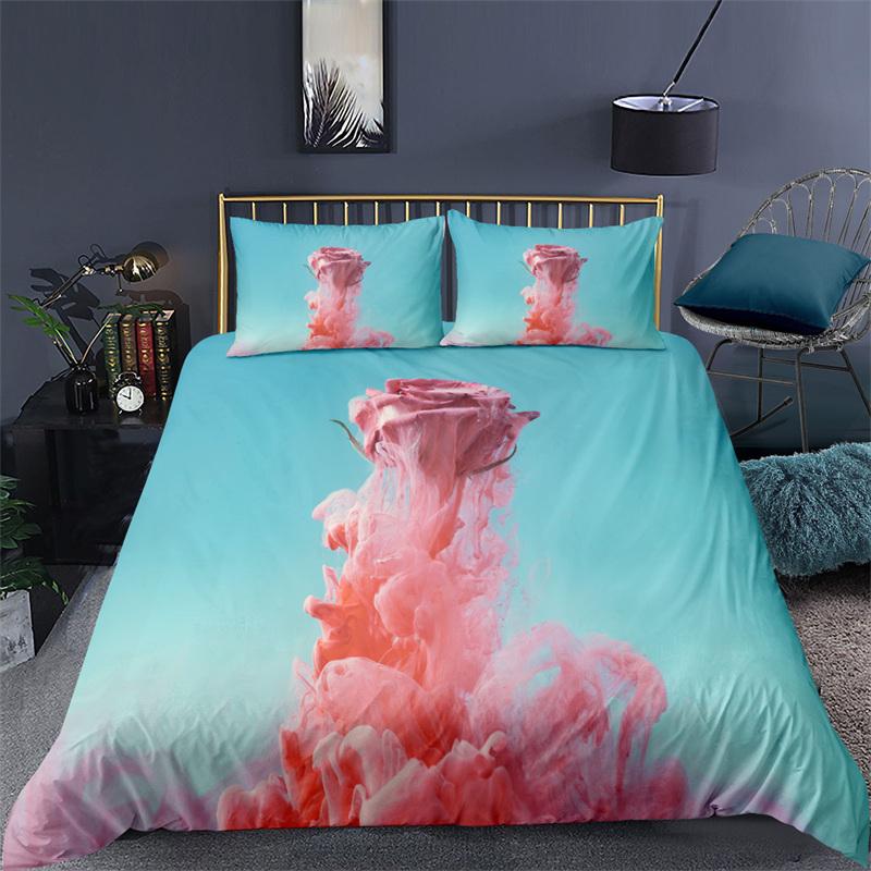 Regenbogen Bettwäsche-Set 3D-Druck Wolken Himmel Rosa Blau Queen Size Mikrofaser Bettwäsche Goldener Stern Bettbezug Schlafzimmer Dekoration