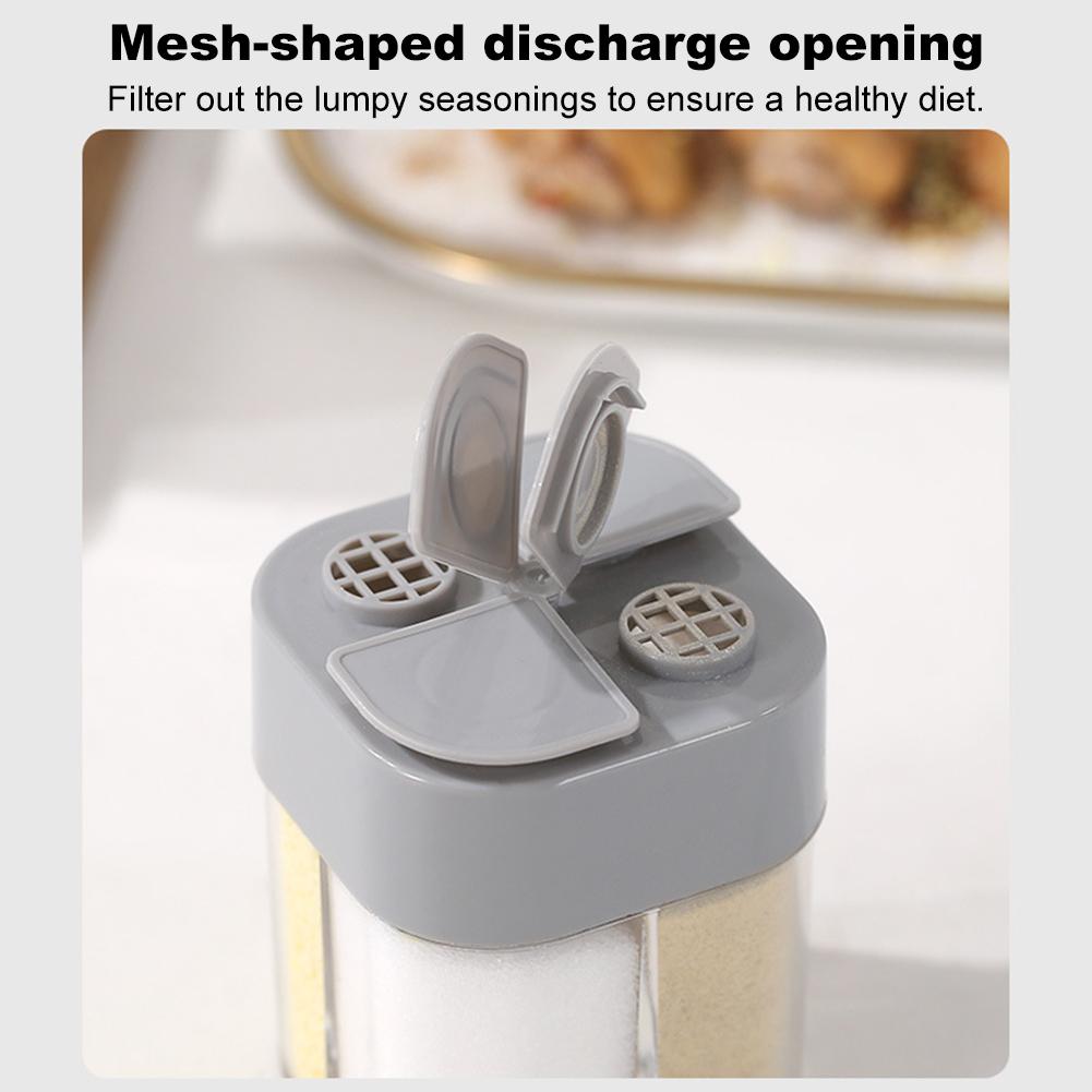 NEW 4-in-1 Transparent Seasoning Dispenser Jar 4 Grids Spice Container with Lid Salt and Pepper Shaker for Travel Picnic Cooking