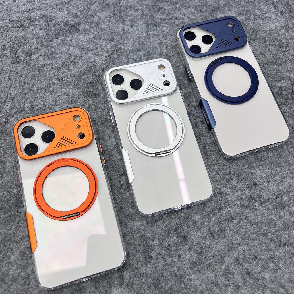 360° Rotating Magnetic Stand Case with Metal Lens for iPhone 17 Pro Max