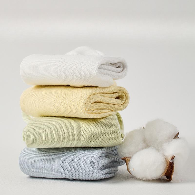 Spring and Summer Pure Cotton Mid-calf Socks for Women, Mesh Breathable, Thin, Antibacterial and Deodorizing Sports Cotton Socks