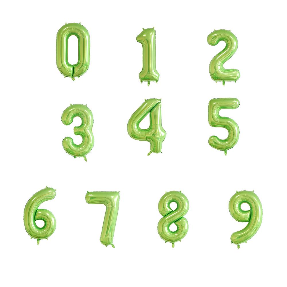 32inch Green Number Balloon Digital 0 1 2 3 4 5 6 7 8 9 Aluminum Foil Ballon for Kids Birthday Party Decoration Safari Wild One