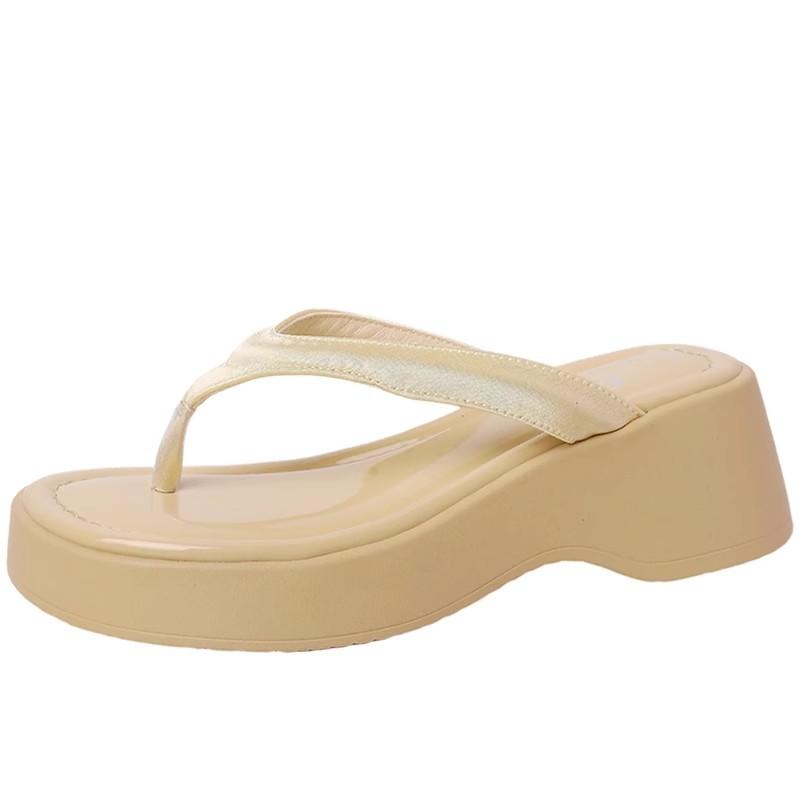 Fashion Comemore Summer Clip Toe Platform Wedges Women Slippers Fashion Thick Heel Flip Flops Solid Casual Sandals Slipper for Women