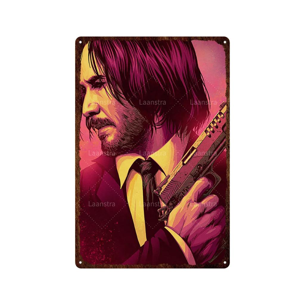 Vintage Movie Poster John Wick Poster Metal Sign Decorative Tin Painting Home Cafe Bar Kraft Poster Wall Sticker Decoration