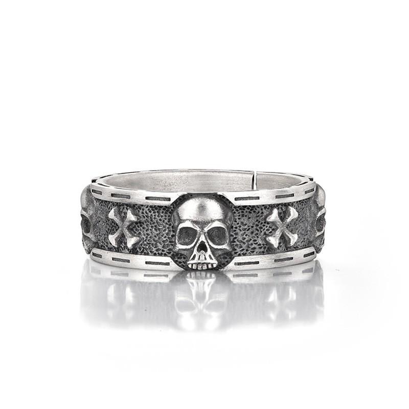 Adjustable Skull Ring Men Women Vintage Punk Gothic Finger Copper Plated Retro Statement Jewelry Adjustable Open Ring