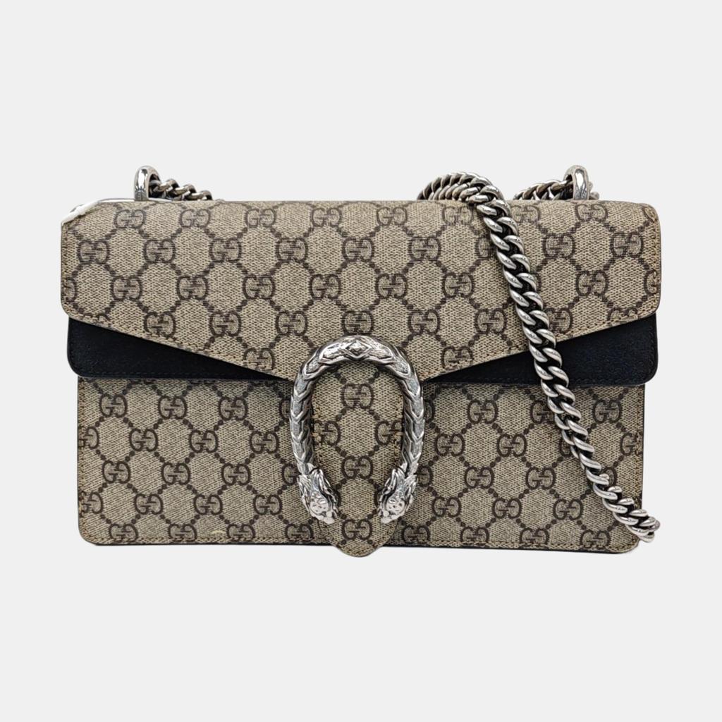 [Použitý] Dionysus Taška přes rameno/crossbody s řetízkem a logem s hlavou tygra, plátno/kůže - Dobrý stav #V60YZN