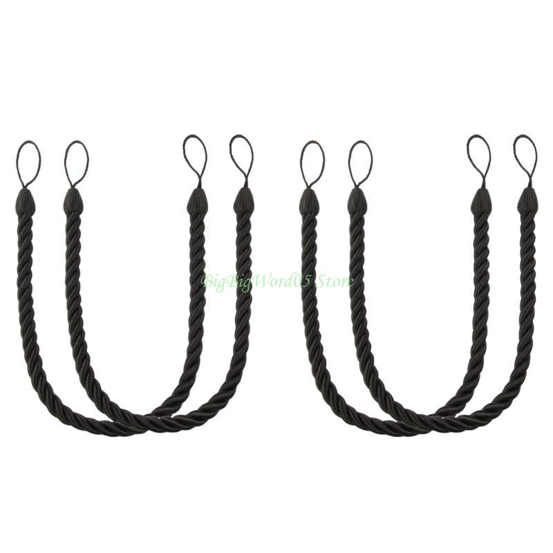 24TE 4Pack Elegant Bohos Styles Cotton Rope Curtain Tiebacks Soft Handwovens Decorative