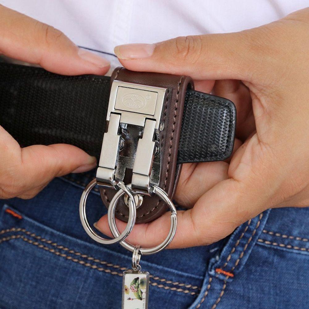 Detachable Stainless Steel Belt Buckle Clip Key Ring Holder Keychain 2 Loops Key Chain