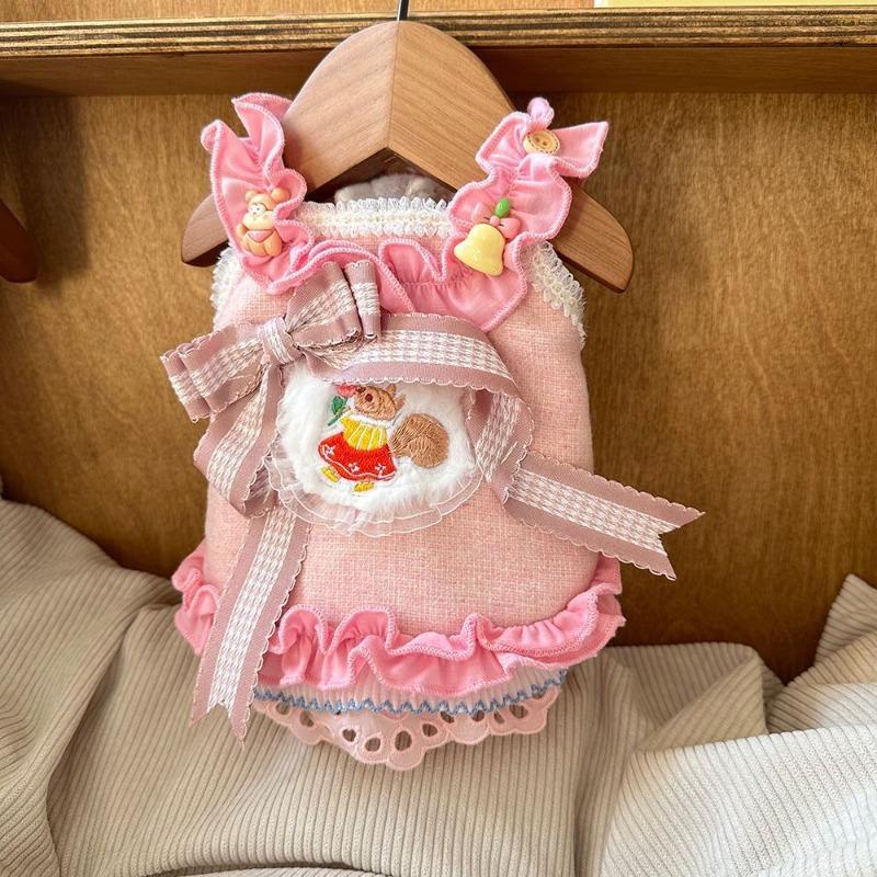 Spring and Autumn Dog Cat Pet Clothes Handsome Yorkshire Maltese Small Dog Girl Pink Suspender Skirt