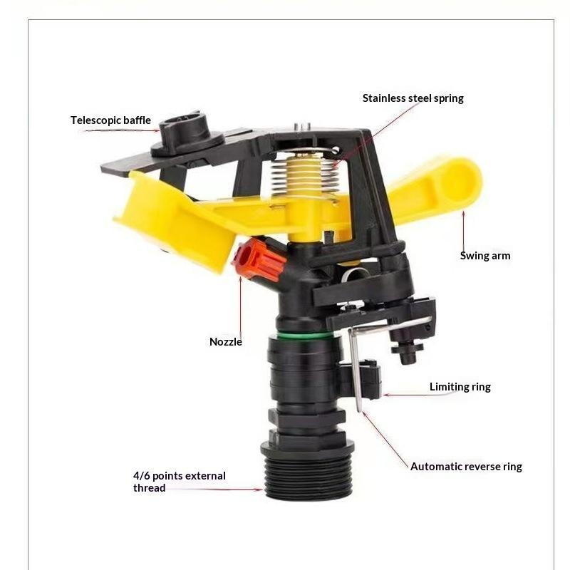 Adjustable Rocker Lawn Sprinkler 360 Degree Rotation Even Spray For Irrigation Agricultural Site Cooling Dust Removal