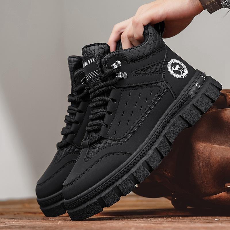 

Leather Martin boots men s autumn and winter high-top tooling boots men s short boots medium-top rhubarb boots men s shoes 2024 new 39