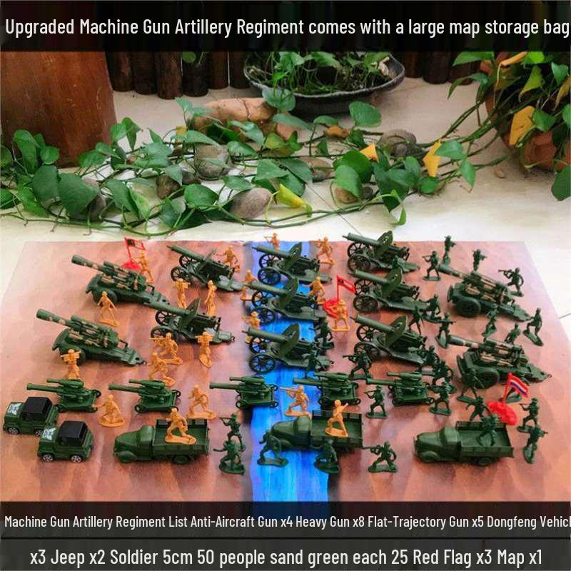 80s Nostalgic Toy Soldiers Sandbox Set: WWII Model Tank Battle for Kids