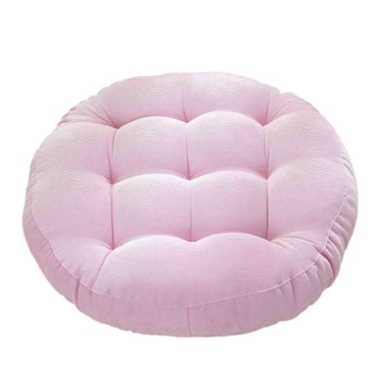Stress Relief Hip Support Pillow Round Corduroy Chair Cushion, 16.5 Inch Ultra Soft Seat Pad, Plump Bread Style Cushion Washable for Floor Reading