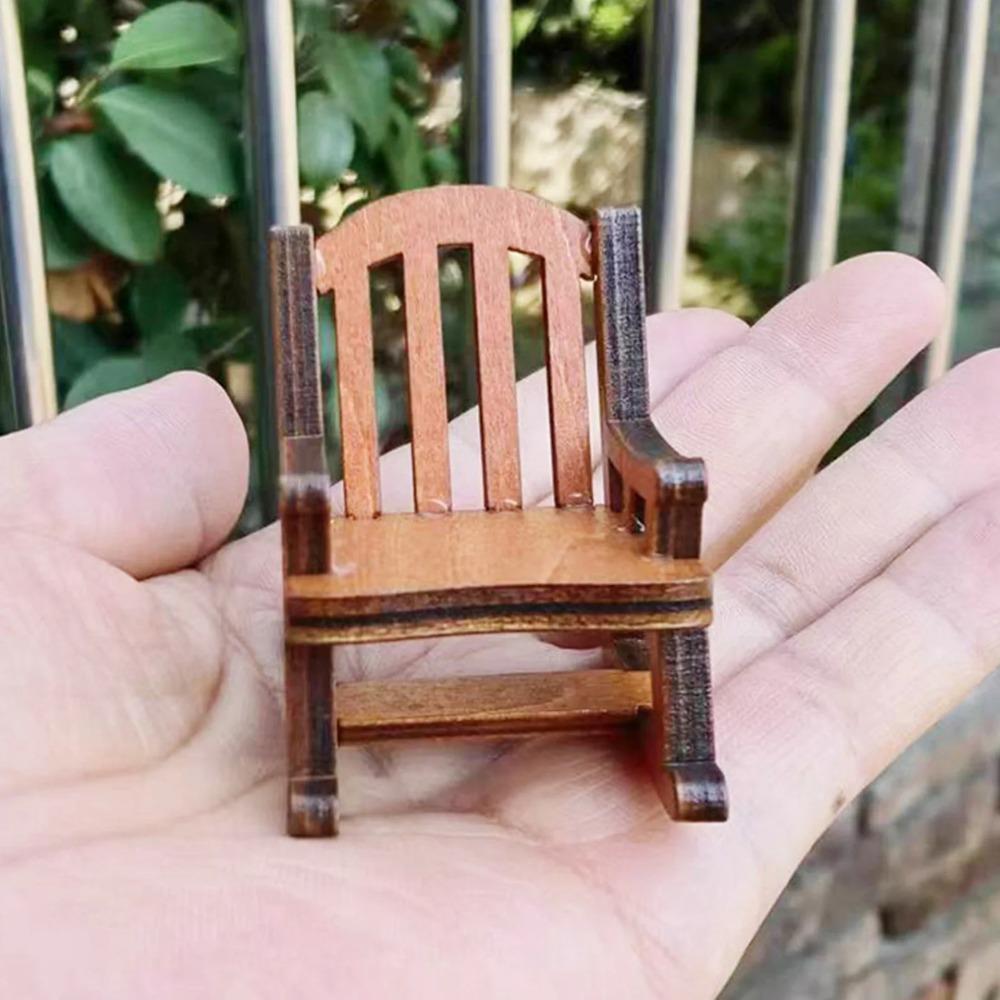 Christmas Doll House Chair Ornament Vintage Miniature Model Chairs for Xmas Living Room Partys Gifts Decor