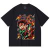 230 Gsm 100% Cotton Demon Slayer V101 Tanjiro Print Unisex Heavy Cotton T Shirt