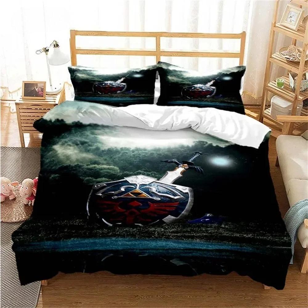 Anime Game Motif Microfibre Bedding Sets, Children's Birthday Gift with Zip Room Decor for Teenagers Adulte  Duvet Cover