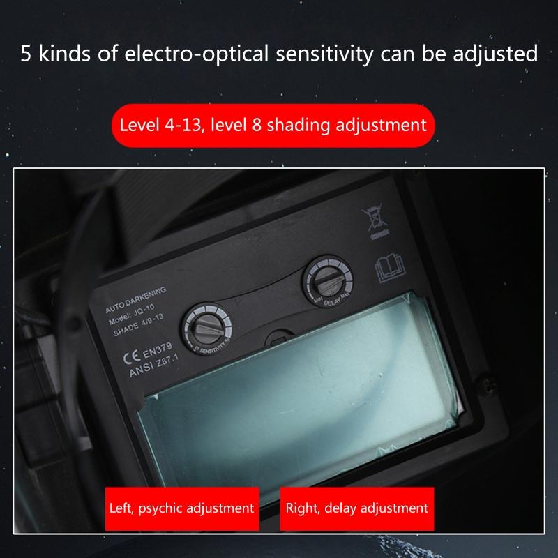 Auto Darkening Welding Helmet Solar/Battery Powered Welder Mask Ith Dark Shade DIN9-13 External Adjust for TIG MIG ARC