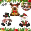 Seasonal Desktop Party Supplies 3Pcs Christmas Wooden Tabletop Decor Set Santa Snowman Reindeer Figurine Hanging Gift for Family Tree Ornament with