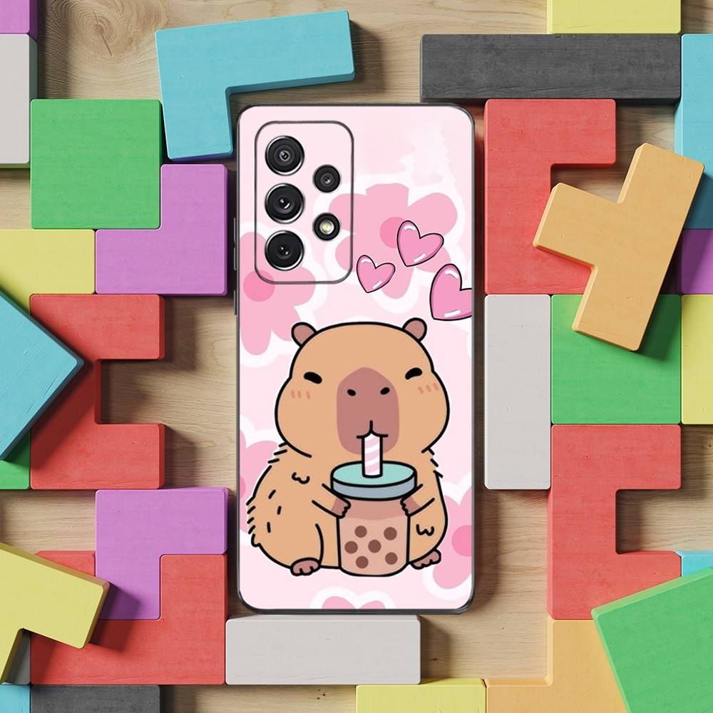 

Cute Cartoon Capybara For Samsung S9,S10,S20,S10,S21,S25,S24,S23,Ultra,FE,Plus,Lite,Soft Silicone Black Case SamsungS10lite
