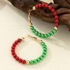 Red and Green Contrasting Colors Acrylic Beaded Earrings Retro Simple Christmas Atmosphere Literary and Advanced Women's Earrings