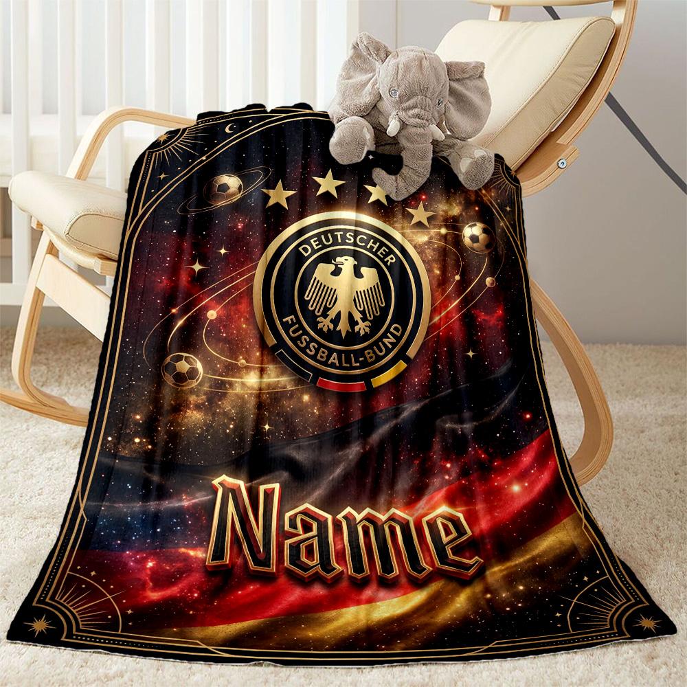 German Football Crest Artwork Personalized Text Blanket Gift Personalized Blanket Comfortable Suitable for Livingroom Sofa Living Room Home Decor