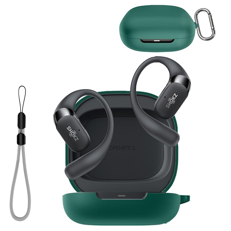 

SHOKZ OpenFit 2 for case Cover [YANMONGI] Wireless earphones protective cover silicone protective case -With chain charging case cover visible led
