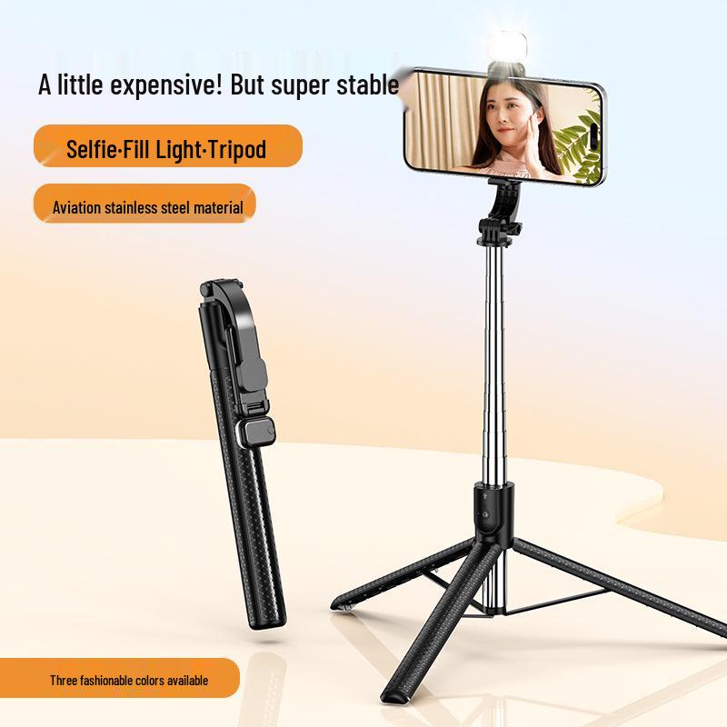 1.7m Universal Phone Selfie Stick with Stand, Fill Light, Bluetooth Remote, and Beauty Mode for Live Streaming
