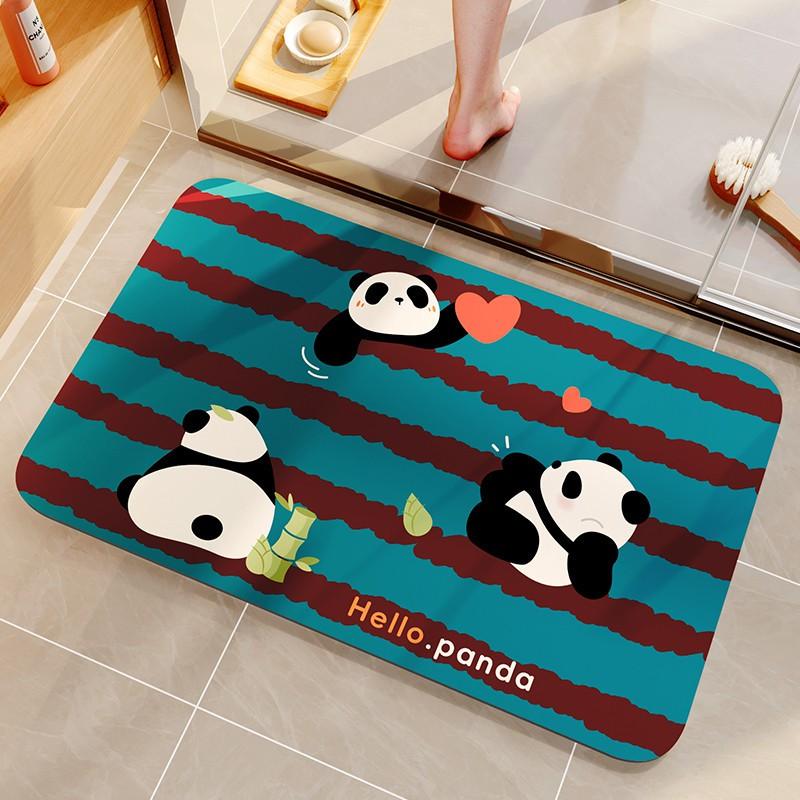 Cartoon Animal Bathroom Mat Non-Slip Absorbent Diatomite Floor Shower Toilet Area Home Use