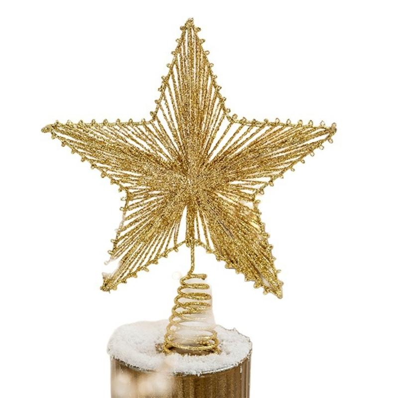 Christmas Tree Top Ornament Metal Star Shaped Tree Toppers Pentagrams Decoration for Home and Mall Parties Supplies