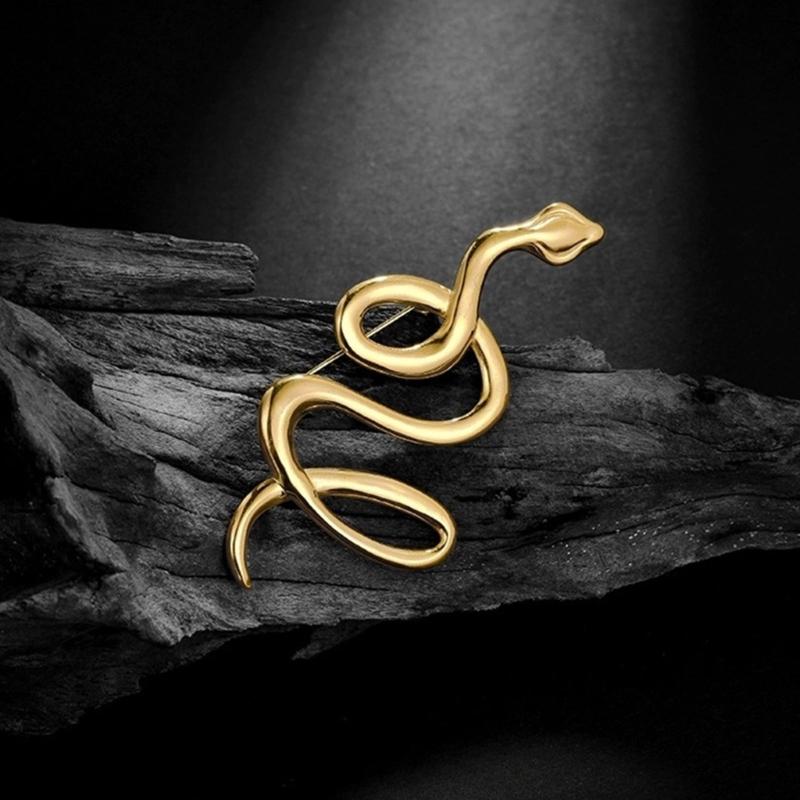 Unique Gold Snake Brooch Symbolizing Strength and Elegant Fashionable Accessory for Parties or Business Meetings