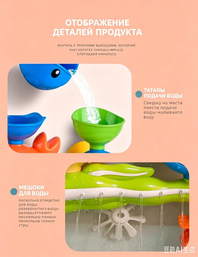 Crab & Whale Water Toys for Kids Bathtub with Rotating Eyes & Water Wheel Fountain