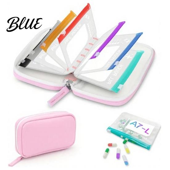 Vitamin Organizer Travel Pill with 14PCS Clear Zipper Bags Inside Medicine Case Customizable Waterproof Portable Storage Holder for Daily Supplements