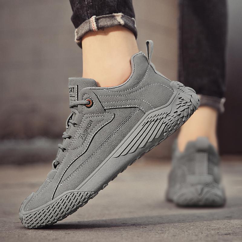 Ankle Boots Men's Casual Shoes Platform Sports Shoes Leather Shoes Fashion Round Toe Return To The Ancients Low-top Non-slip