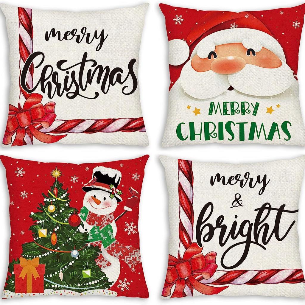 Christmas Snowman Bell Pillowcase Living Room Bedroom Bed Backrest Cushion Home Festive Atmosphere Decoration Backrest