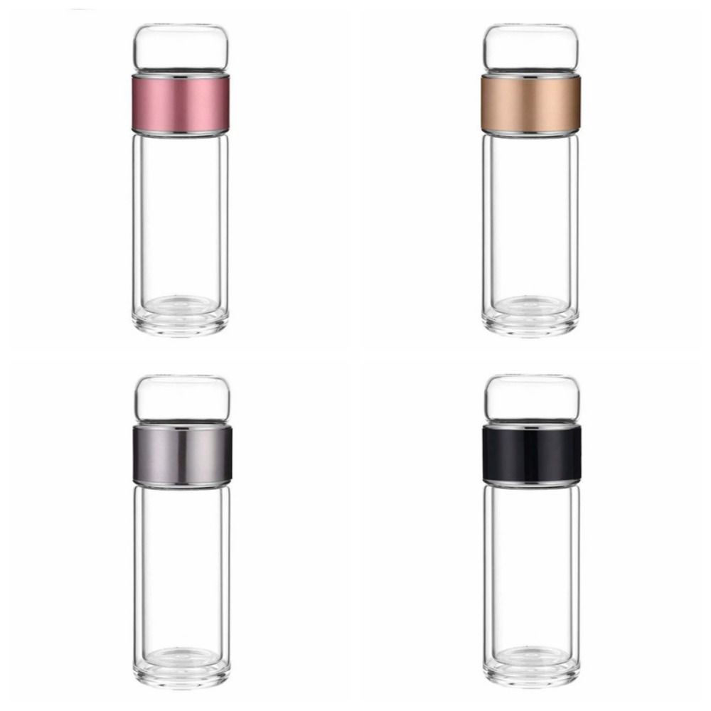 Borosilicate Glass Tea Water Separation Bottle Round Mouth Handhold Portable Bottle  Sports