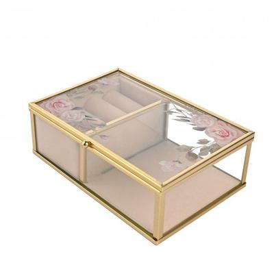 Sophia Klasik Çiçekli Cam Takı Kutusu - Küçük